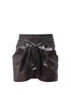Matchesfashion.com Isabel Marant - Beliah Pleated Leather Mini Skirt - Womens - Black