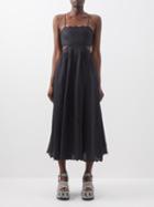 Zimmermann - Jude Scalloped Linen Midi Dress - Womens - Black