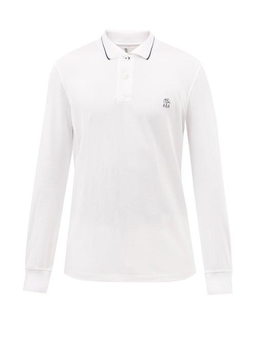 Brunello Cucinelli - Logo-embroidered Cotton-jersey Polo Shirt - Mens - White