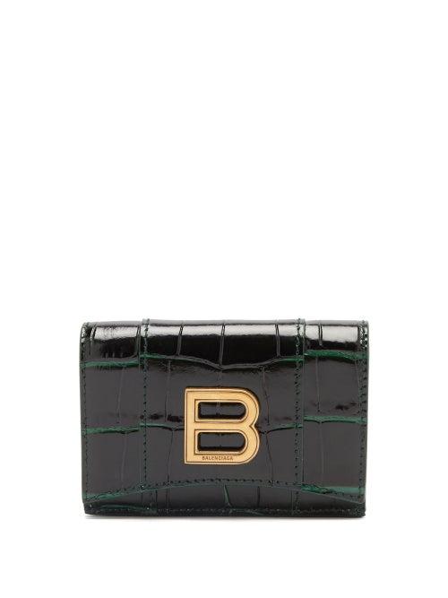 Matchesfashion.com Balenciaga - Hourglass Croc-effect Leather Wallet - Womens - Green
