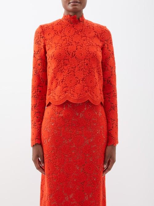 Giambattista Valli - Wool-blend Macram-lace Top - Womens - Orange
