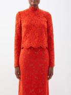 Giambattista Valli - Wool-blend Macram-lace Top - Womens - Orange