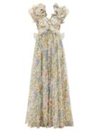 Matchesfashion.com Zimmermann - Super Eight Floral-print Cotton-blend Maxi Dress - Womens - Blue Print