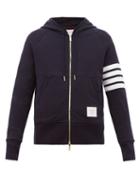 Matchesfashion.com Thom Browne - Zip Through Cotton Hooded Sweatshirt - Mens - Navy