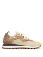 Matchesfashion.com Brunello Cucinelli - Metallic Leather-trimmed Trainers - Womens - Gold
