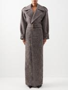 Saint Laurent - Herringbone Wool-blend Tweed Coat - Womens - Grey Ivory