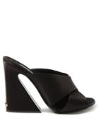 Dolce & Gabbana - Dg Plaque Flared-heel Satin Mules - Womens - Black