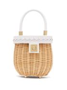 Matchesfashion.com Sparrows Weave - The Bucket Wicker And Leather Bag - Womens - White Multi