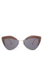 Matchesfashion.com Fendi - Glitter Cat Eye Metal Sunglasses - Womens - Dark Grey