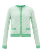 Matchesfashion.com Gucci - Gg-jacquard Wool-blend Cardigan - Womens - Green
