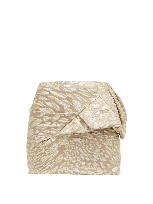 Matchesfashion.com Alexandre Vauthier - Ruffle Trim Leopard Brocade Mini Skirt - Womens - Light Pink