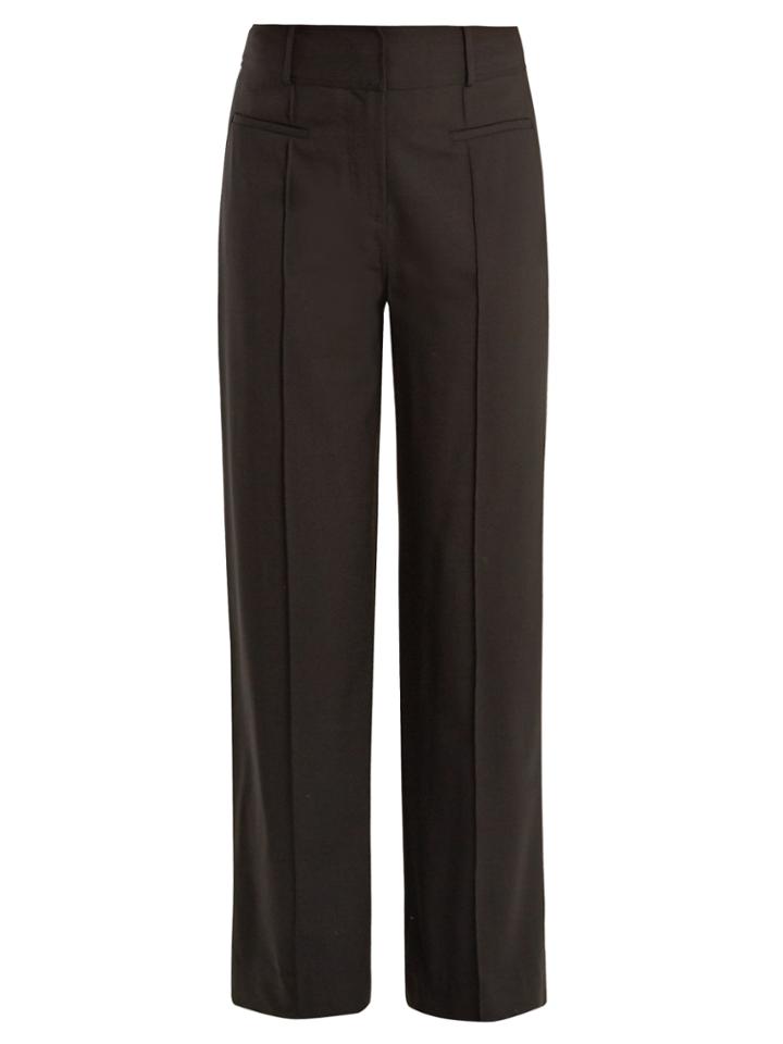 Diane Von Furstenberg Wide-leg Pintucked Wool-blend Trousers