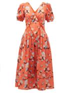 Matchesfashion.com Self-portrait - Floral Print Lace Insert Dress - Womens - Red Multi