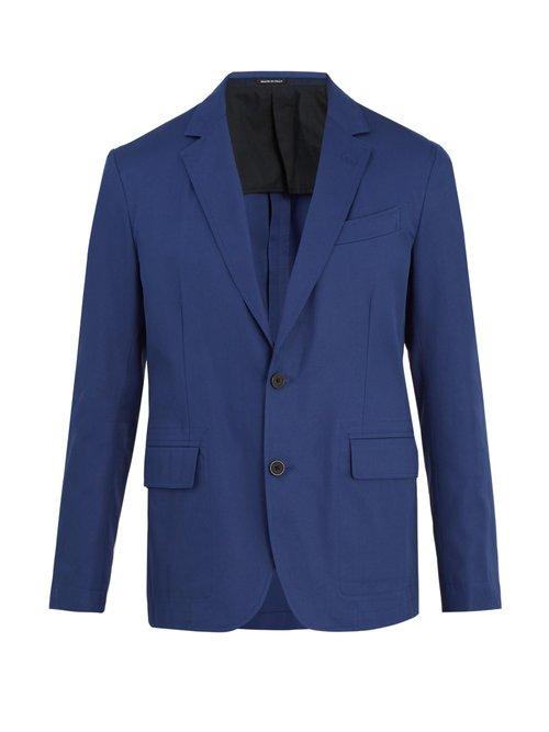 Matchesfashion.com Alexander Mcqueen - Notch Lapel Cotton Twill Blazer - Mens - Blue