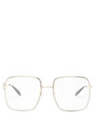 Matchesfashion.com Alexander Mcqueen - Square Metal Glasses - Womens - Gold