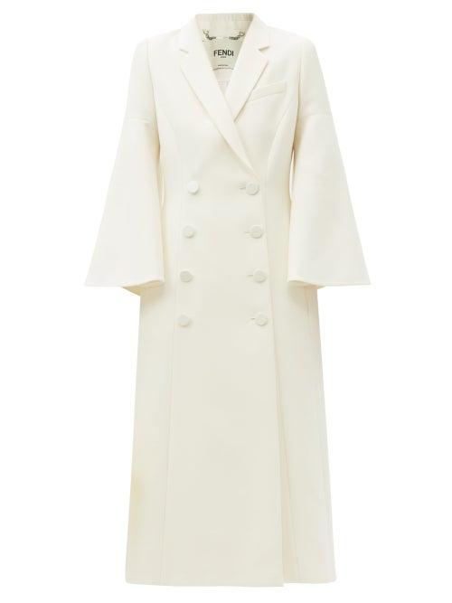 Matchesfashion.com Fendi - Bell-sleeve Double-breasted Wool-blend Coat - Womens - White