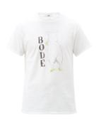 Matchesfashion.com Bode - Hand-drawn Sheep Cotton-jersey T-shirt - Mens - White Multi