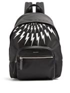 Neil Barrett Thunderbolt Leather-trimmed Nylon Backpack