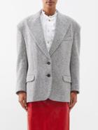 Gucci - Padded-shoulder Chevron-jacquard Wool Blazer - Womens - Grey