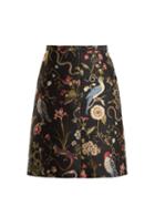 Matchesfashion.com Redvalentino - Floral Jacquard A Line Skirt - Womens - Black Multi