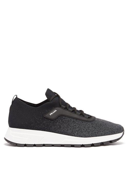 Matchesfashion.com Prada - Prax 01 Stretch Knit Trainers - Mens - Black Grey
