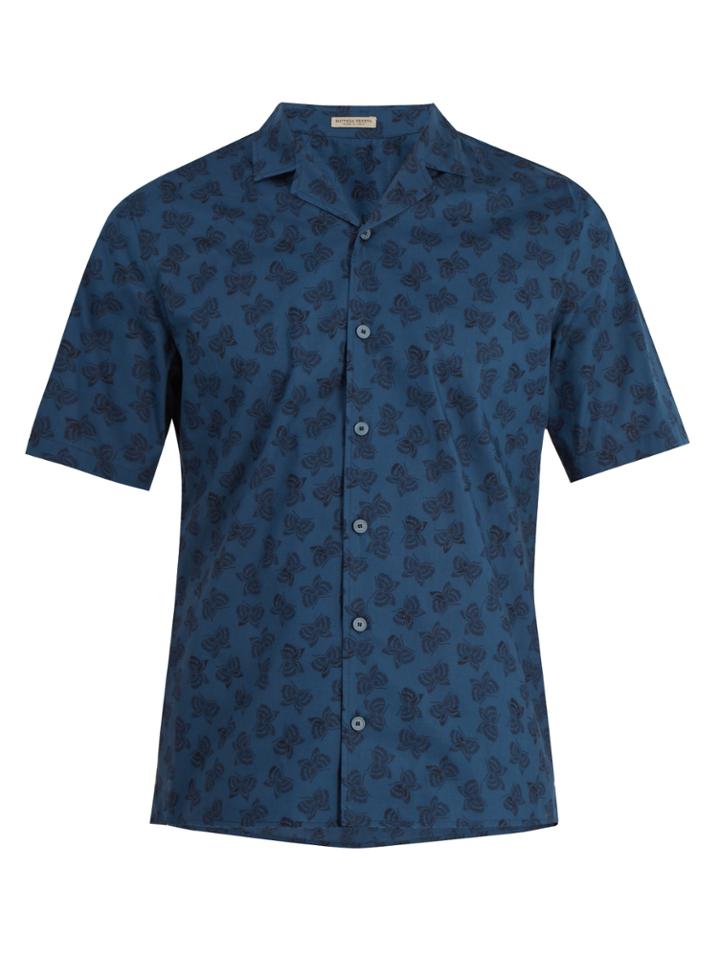 Bottega Veneta Butterfly-print Short-sleeved Cotton Shirt
