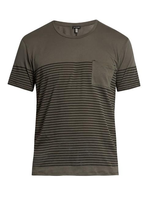 Dan Ward Striped Patch-pocket Cotton T-shirt