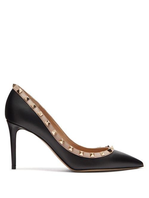 Matchesfashion.com Valentino - Rockstud Point Toe Leather Pumps - Womens - Black