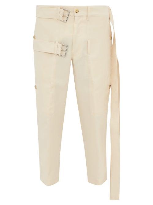 Matchesfashion.com Lanvin - High Rise Double Belted Wool Blend Trousers - Mens - Cream