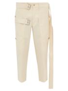 Matchesfashion.com Lanvin - High Rise Double Belted Wool Blend Trousers - Mens - Cream