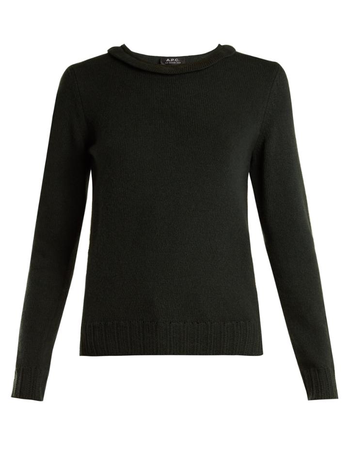 A.p.c. Ruffle-detail Wool Knit Sweater