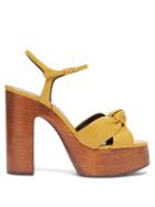 Matchesfashion.com Saint Laurent - Bianca Knotted Leather And Wood Platform Sandals - Womens - Dark Yellow