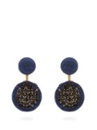 Matchesfashion.com Rebecca De Ravenel - Pomegranate Swarovski Crystal Clip Earrings - Womens - Navy