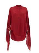 Matchesfashion.com Petar Petrov - Begoa Slit Sleeve Silk Chiffon Blouse - Womens - Burgundy