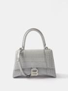 Balenciaga - Hourglass S Crocodile-effect Leather Bag - Womens - Grey