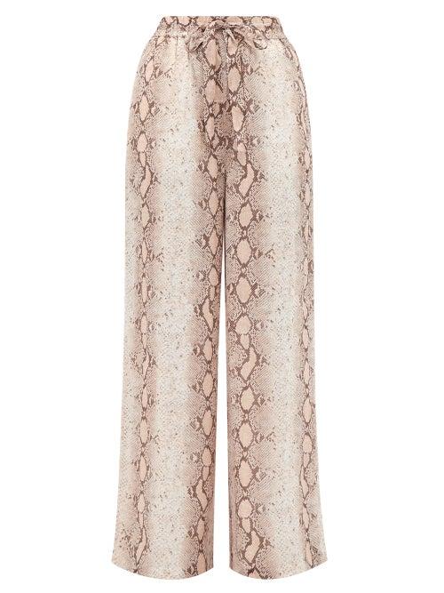 Matchesfashion.com Zimmermann - Bellitude Snake-print Ramie Wide-leg Trousers - Womens - Beige Print