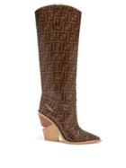 Matchesfashion.com Fendi - Ff Print Western Boots - Womens - Brown