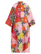Matchesfashion.com Dodo Bar Or - Renee Floral Print Silk Midi Dress - Womens - Multi