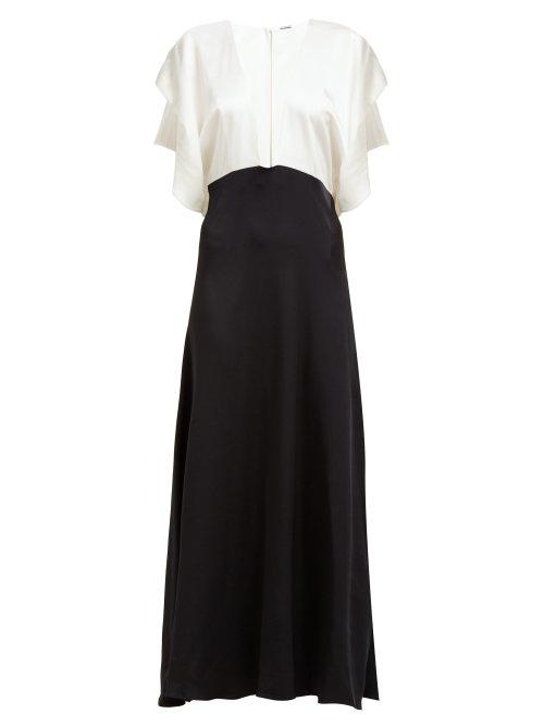 Matchesfashion.com Dodo Bar Or - Byon V Neck Satin Maxi Dress - Womens - Black White