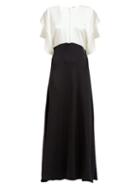 Matchesfashion.com Dodo Bar Or - Byon V Neck Satin Maxi Dress - Womens - Black White