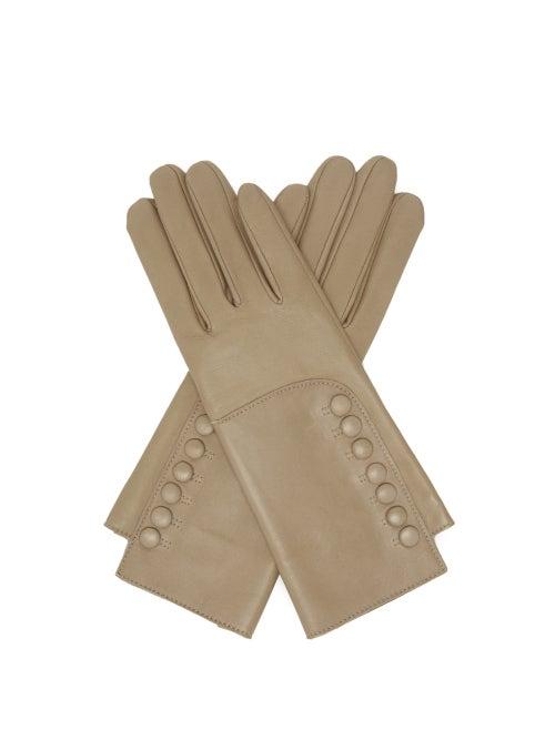 Matchesfashion.com Agnelle - Rachelle Buttoned Leather Gloves - Womens - Beige