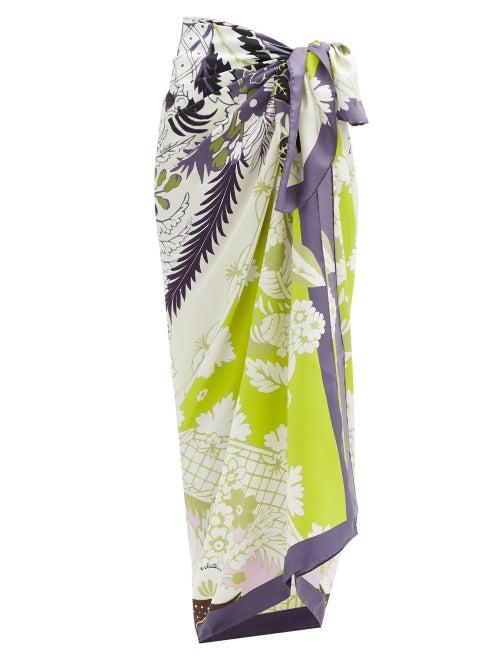 Matchesfashion.com Valentino Garavani - Floral-print Silk Sarong - Womens - Purple Multi