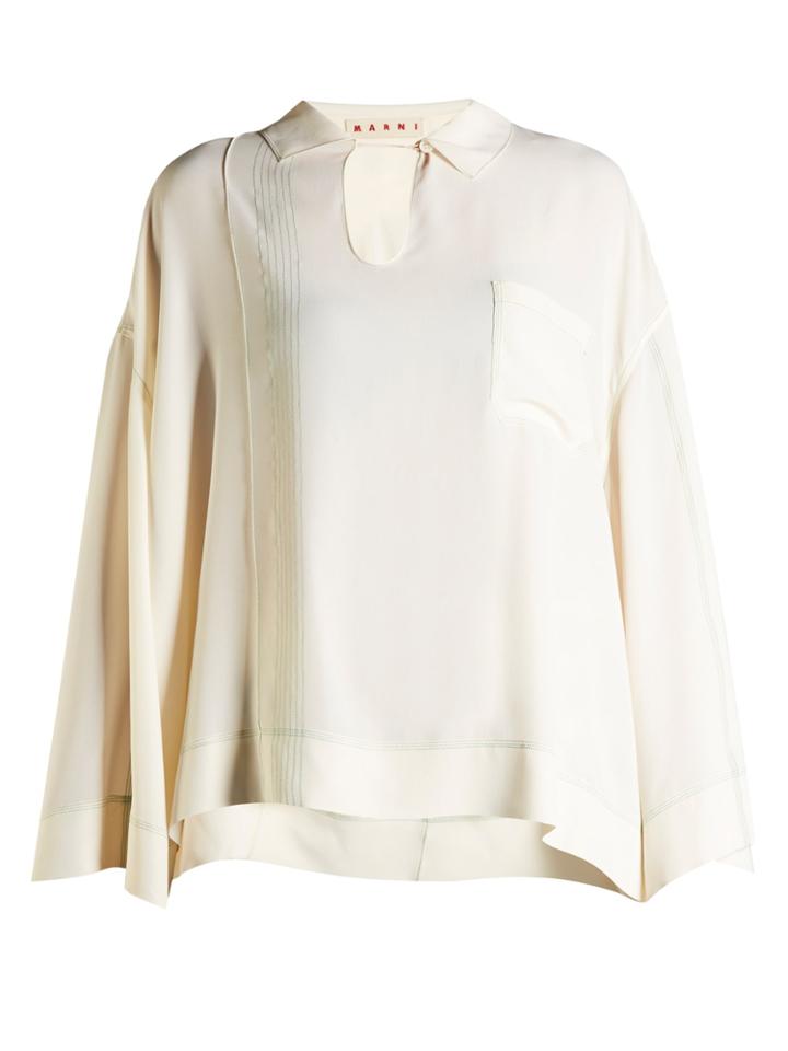 Marni Patch-pocked Washed-crepe Blouse
