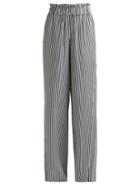 Matchesfashion.com Asceno - Striped Paperbag Waist Silk Trousers - Womens - Black Stripe