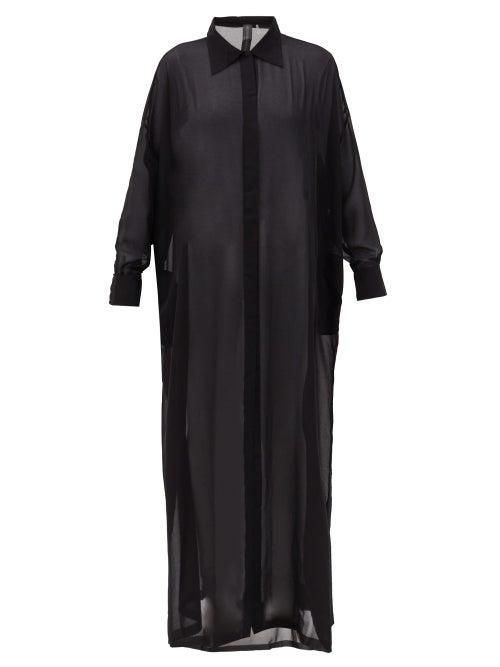 Matchesfashion.com Norma Kamali - Sheer Crepe Maxi Shirt Dress - Womens - Black