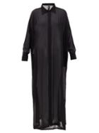 Matchesfashion.com Norma Kamali - Sheer Crepe Maxi Shirt Dress - Womens - Black