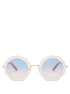 Matchesfashion.com Chlo - Tally Scallop Edged Metal Sunglasses - Womens - Purple