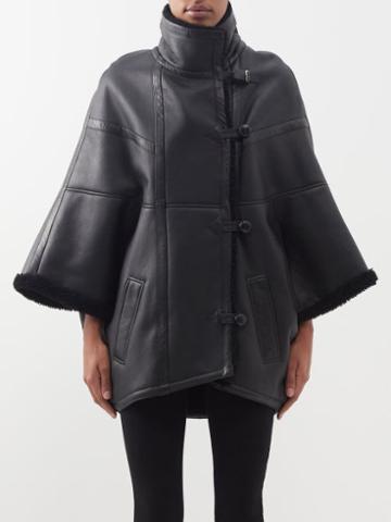 Saint Laurent - Wide-sleeve Shearling Coat - Womens - Black