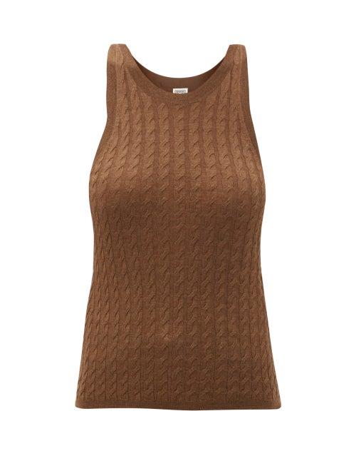 Totme - Cable-knit Wool Tank Top - Womens - Brown