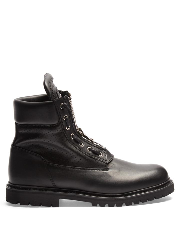 Balmain Leather Lace-up Boots